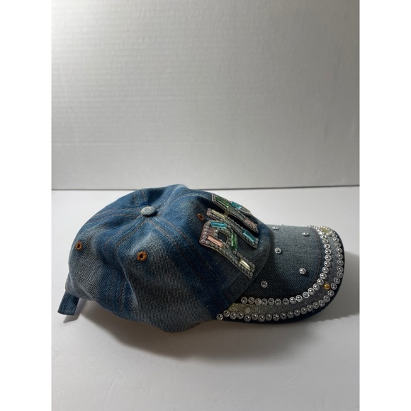 Pink Denim Cap with Rhinestone Embellishments main image 4